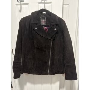 Isaac Mizrahi Black Suede Jacket 14 NWOT